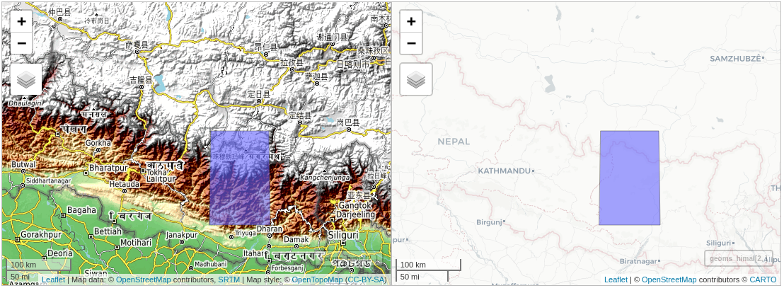 Display the area of interest in Himalayas